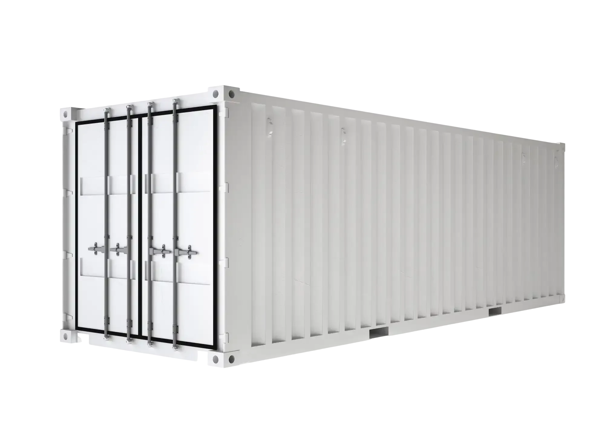 White shipping container ready for full-service delivery on Maui.