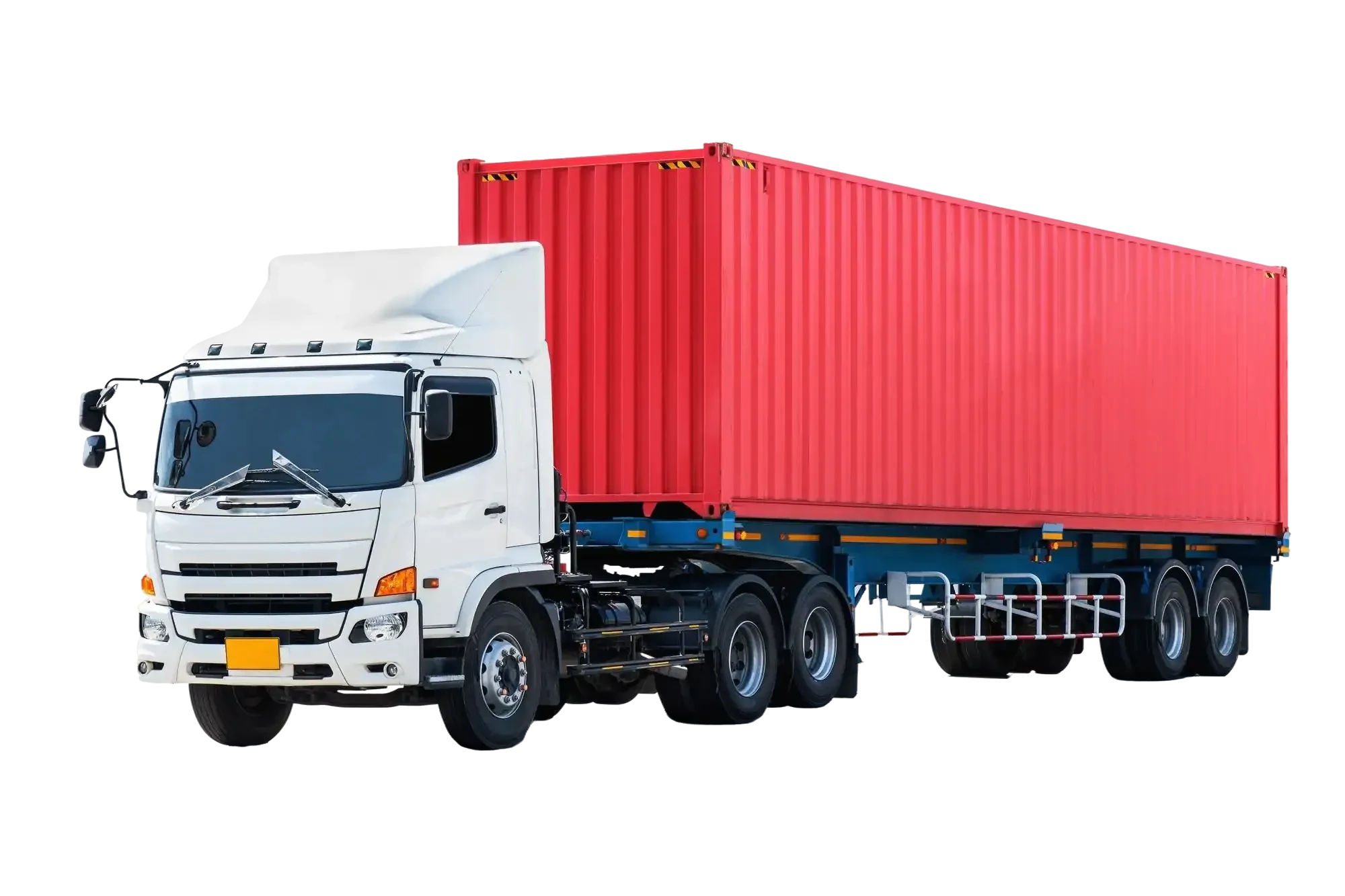 Semi trailer truck relocating a shipping container across Maui.